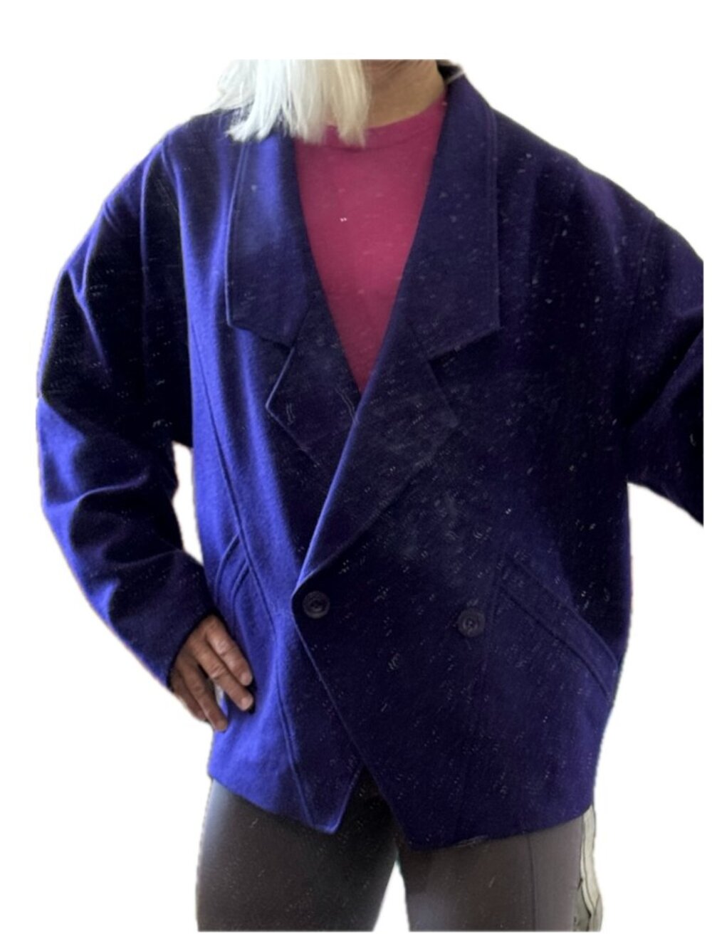 Purple Jacket Hastings & Smith Double Breasted Long Lapel Sz M